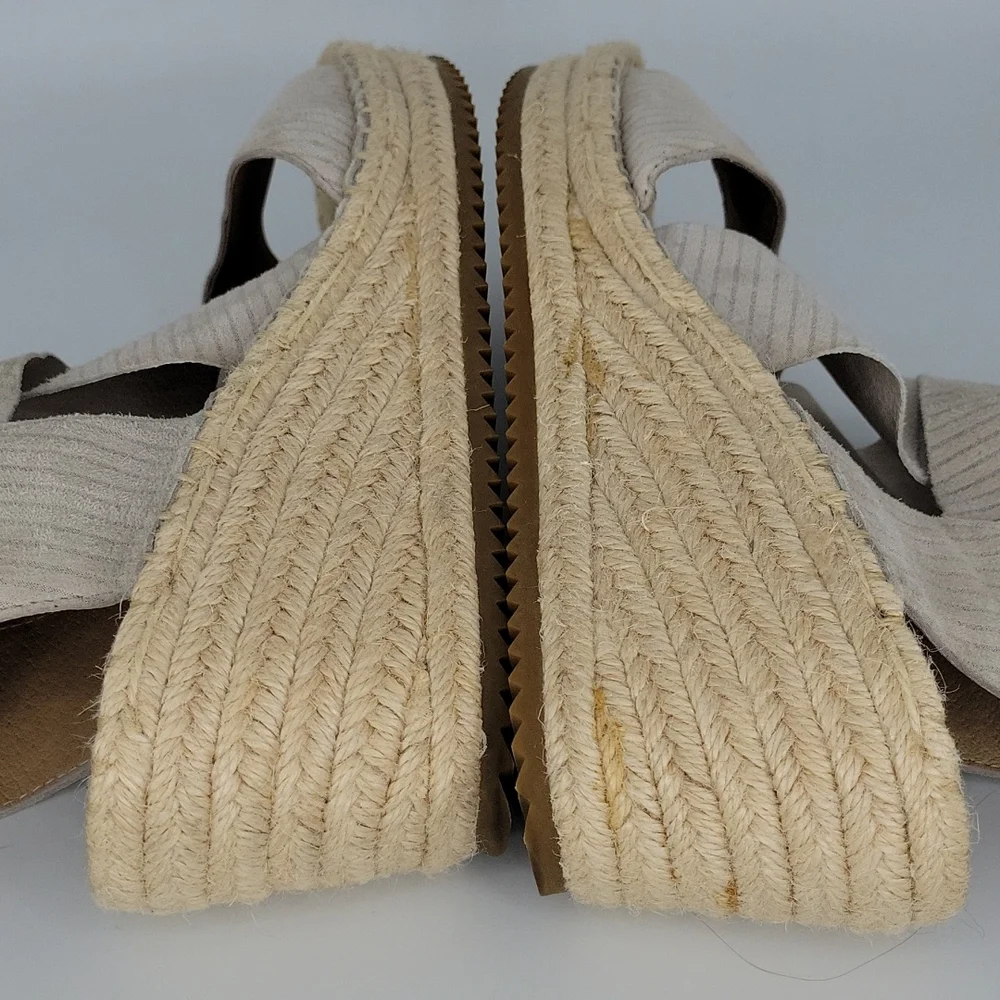 Eileen Fisher Willow Leather Espadrille Wedge Sandal Bone 8